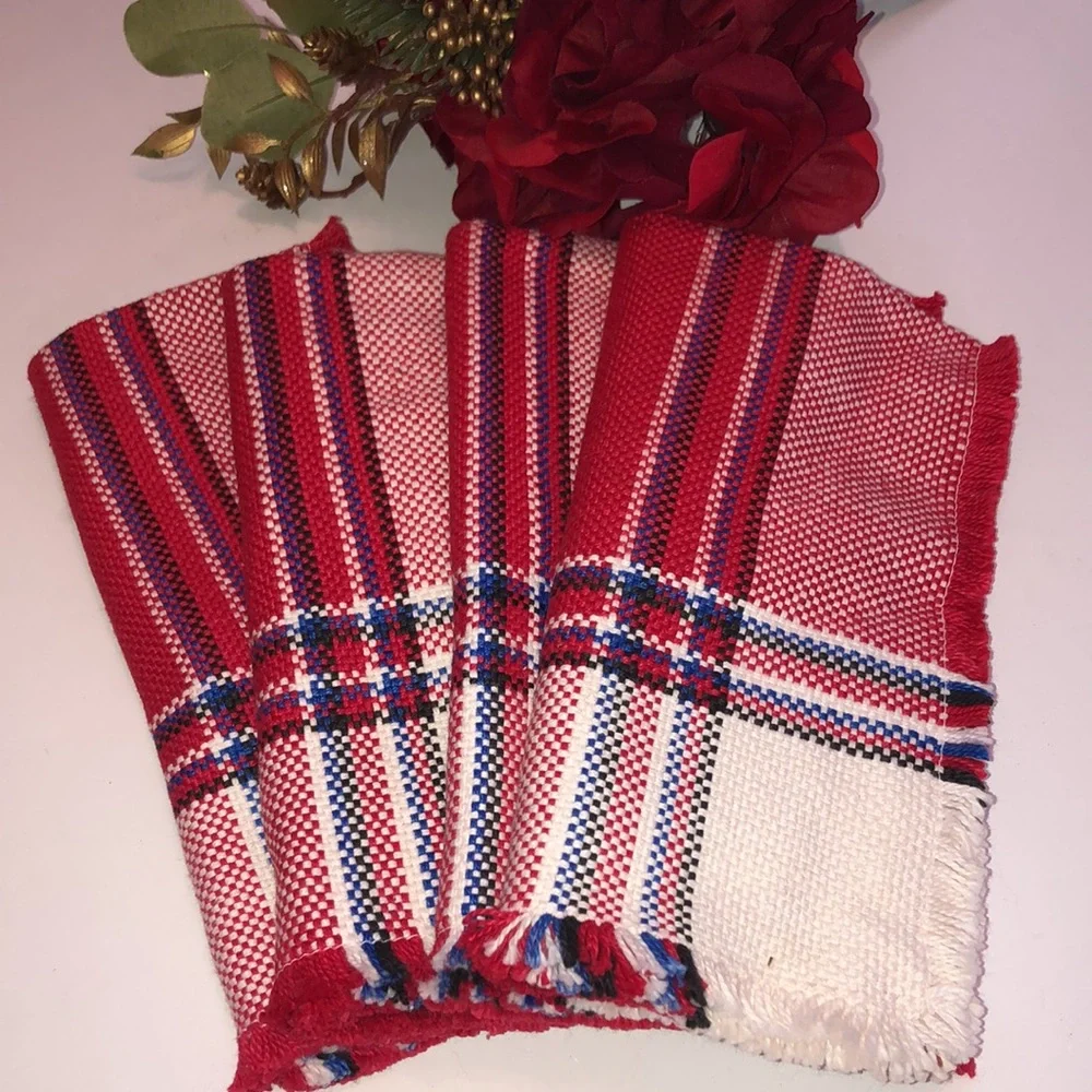 Norwegian woven napkins cloth vintage woven napkins Vintage Woven USA JULY 4th